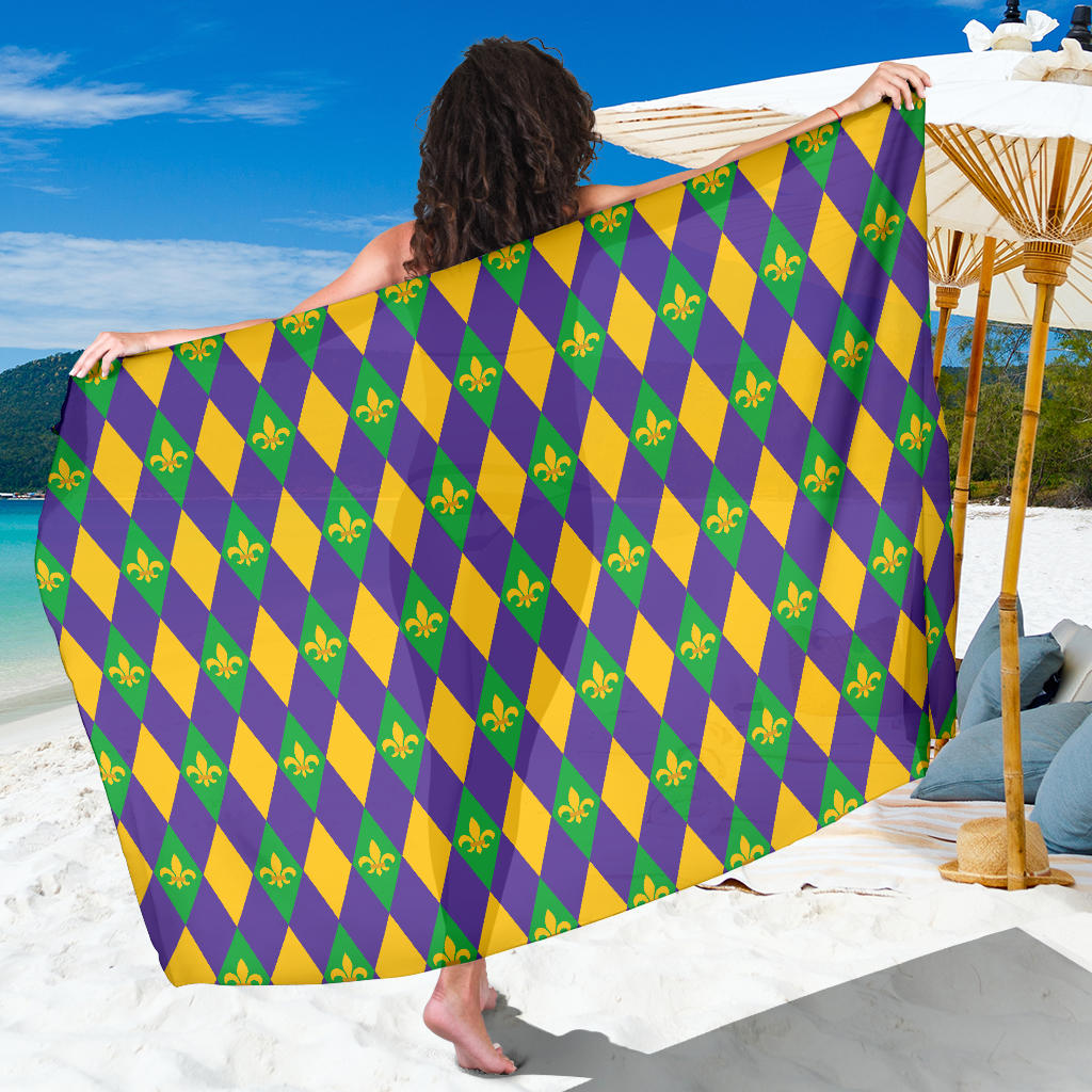 Mardi Gras Pattern Print Design 05 Sarong Pareo Wrap