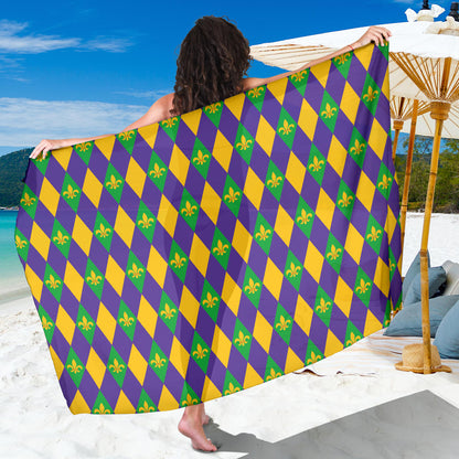 Mardi Gras Pattern Print Design 05 Sarong Pareo Wrap
