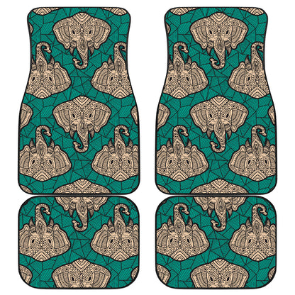 Boho Head Elephant Car Floor Mats Front Back