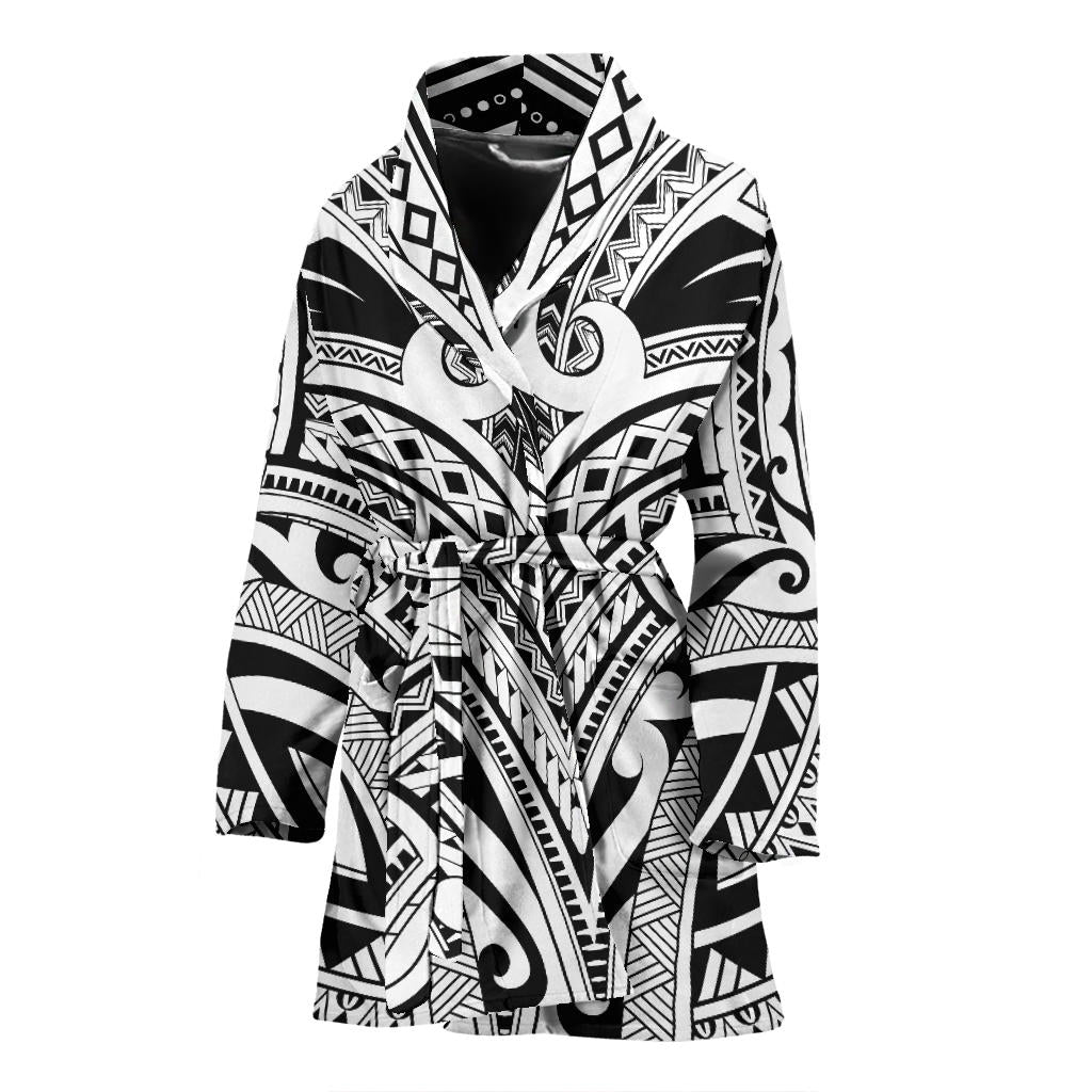 Maori Pattern Print Design 06 Women Bathrobe