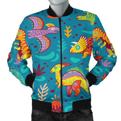 Dinosaur Cartoon Style Men Bomber Jacket