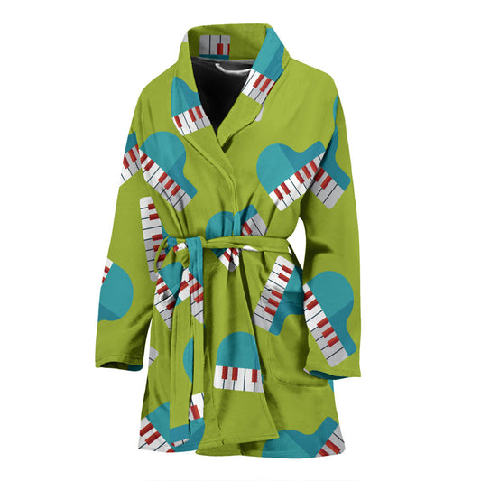 Piano Pattern Print Design 03 Women Bathrobe