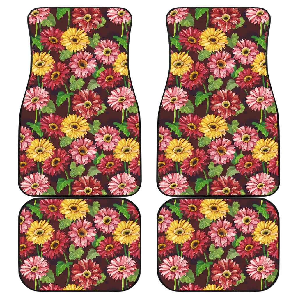 Daisy Gerbera Print Pattern Car Floor Mats Front Back