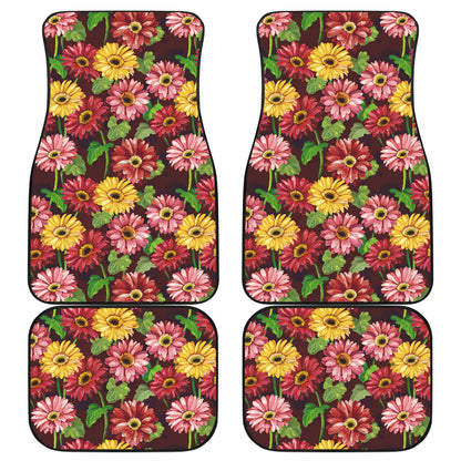 Daisy Gerbera Print Pattern Car Floor Mats Front Back