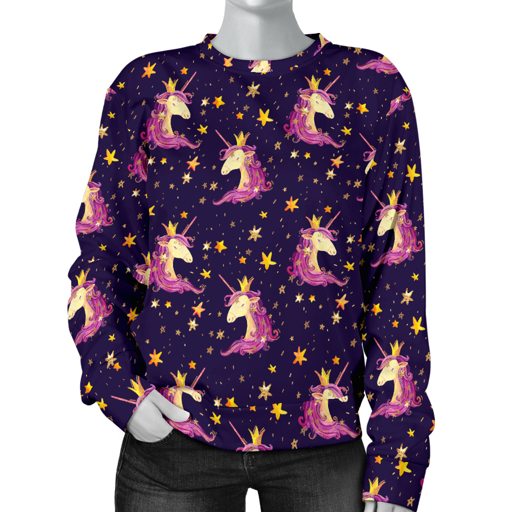 Unicorn Princess Star Sparkle Women Long Sleeve Sweatshirt