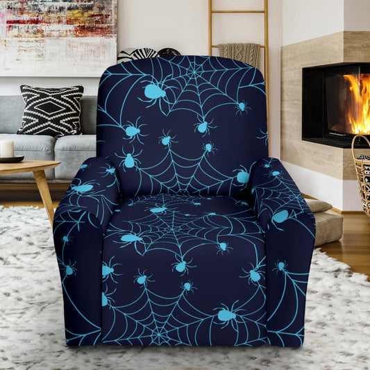 Spider Web Blue Print Design LKS304 Recliner Slipcover with Pocket