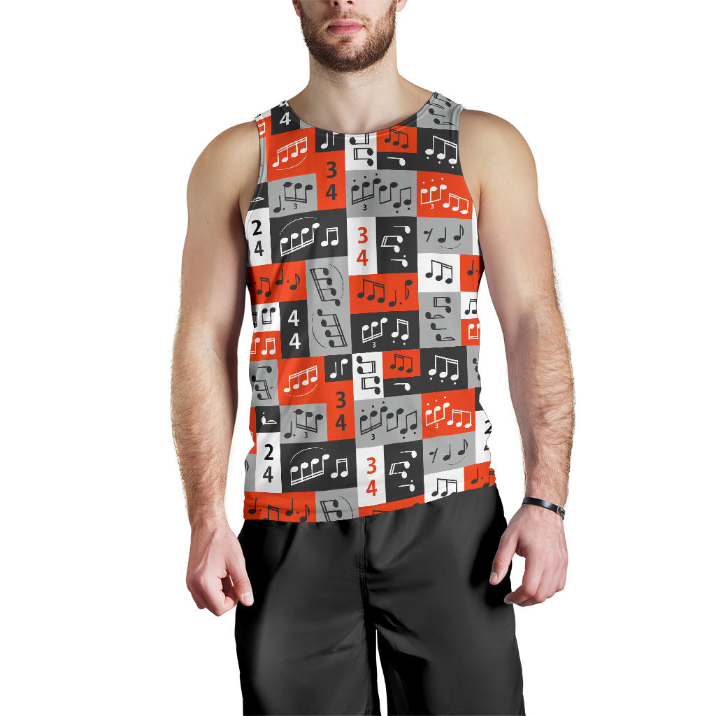 Music Note Design Themed Print Men Tank Top