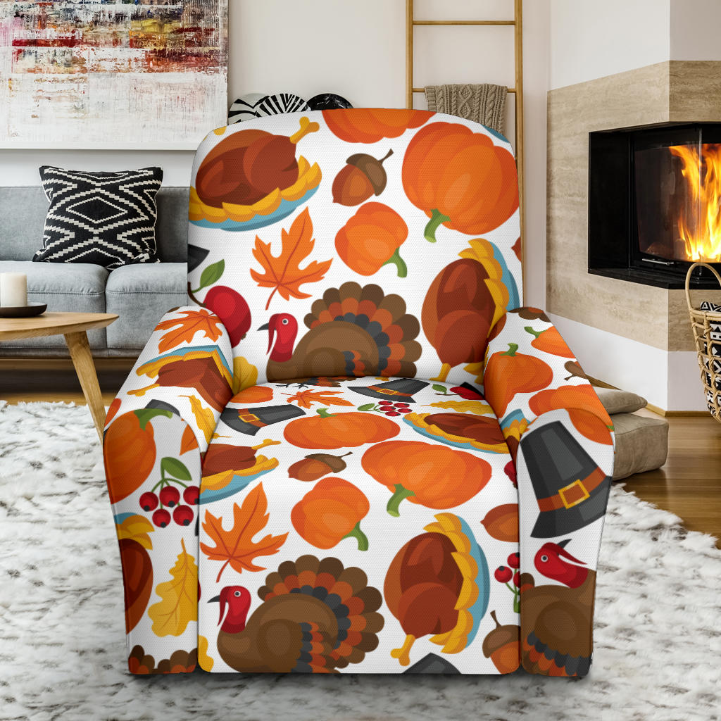 Thanksgiving Print Design LKS304 Recliner Slipcover with Pocket