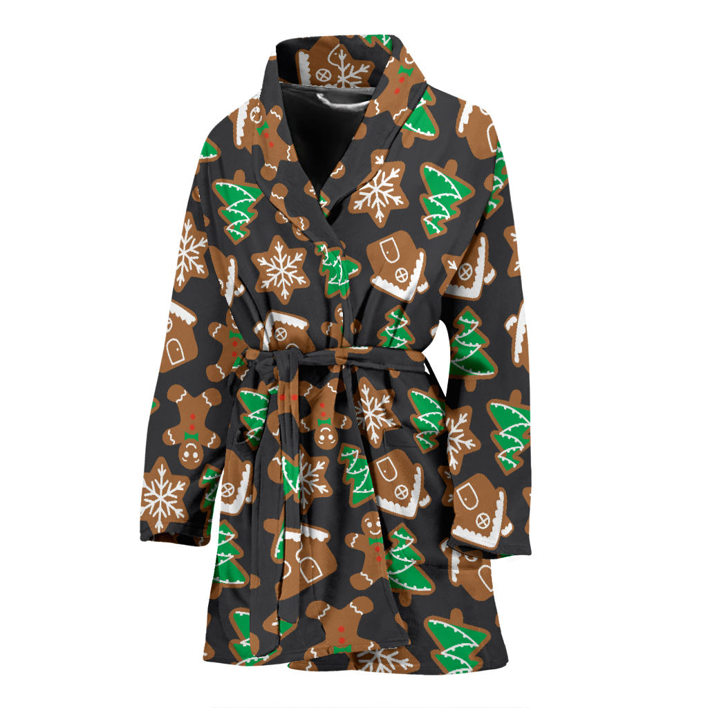 Gingerbread Pattern Print Design 02 Women Bathrobe
