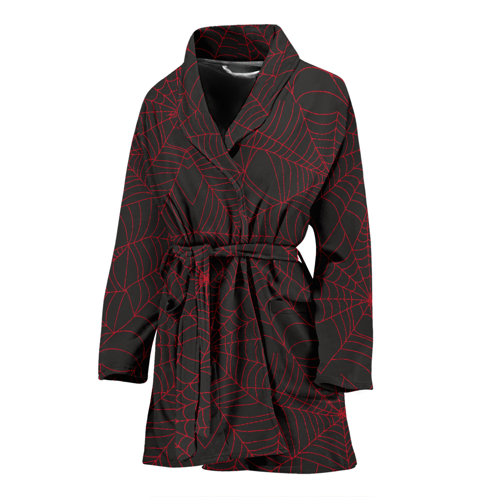 Spider Web Red Print Design LKS302 Women Bathrobe