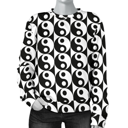Yin Yang Classic Pattern Design Print Women Long Sleeve Sweatshirt