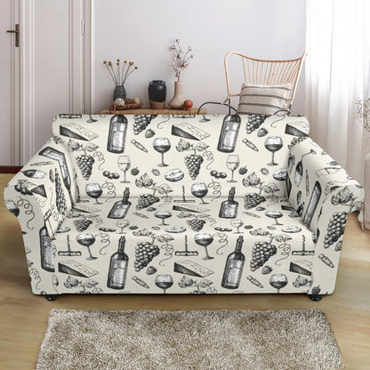 Wine Themed Print Design LKS306 Loveseat Couch Slipcover