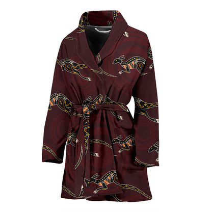 Kangaroos Pattern Print Design 05 Women Bathrobe