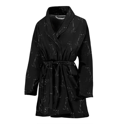Black Cat Pattern Print Design 03 Women Bathrobe