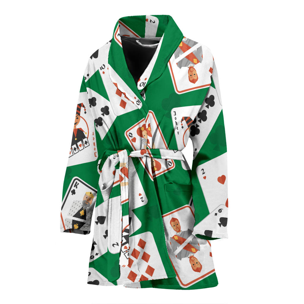Poker Cards Pattern Print Design A03 Women Bathrobe