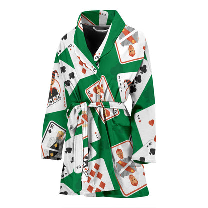 Poker Cards Pattern Print Design A03 Women Bathrobe