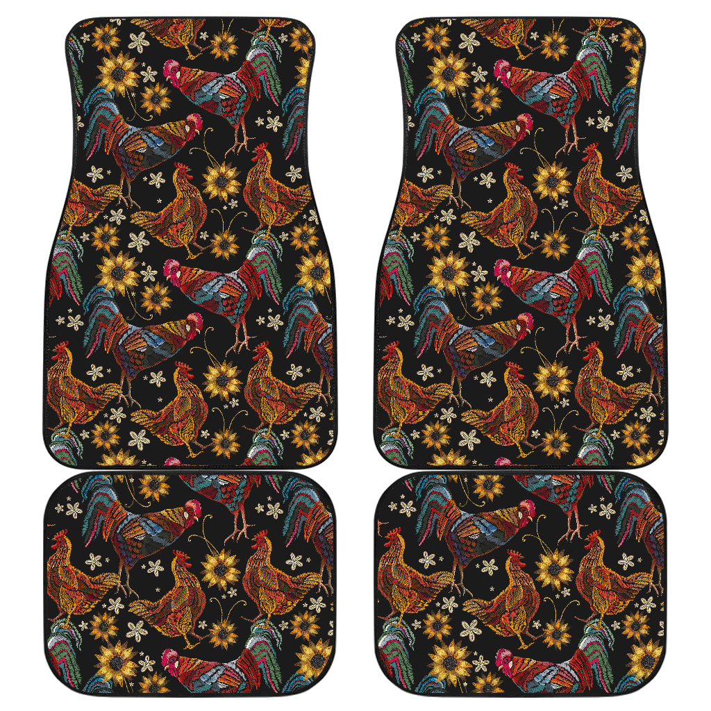 Chicken Embroidery Style Car Floor Mats Front Back