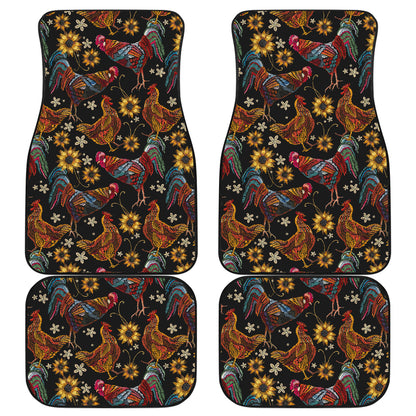 Chicken Embroidery Style Car Floor Mats Front Back