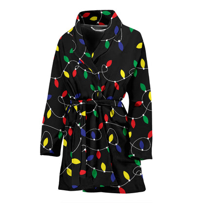 Christmas Light Pattern Print Design 04 Women Bathrobe