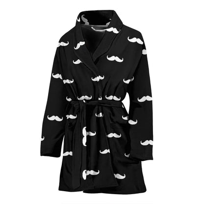 Mustache Pattern Print Design A04 Women Bathrobe