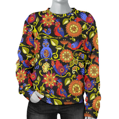 Steampunk Bird Design Themed Print Women Long Sleeve Sweatshirt
