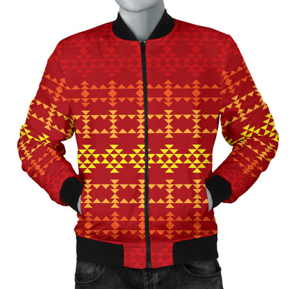 Southwest Red Gold Design Themed Print Men Bomber Jacket