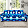 Ikat Blue Pattern Print Design 01 Sofa Slipcover