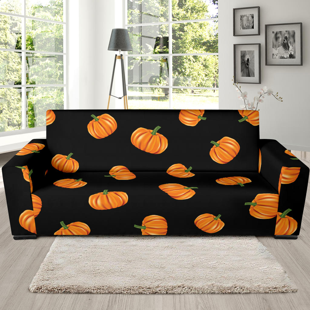 Pumpkin Pattern Print Design A05 Sofa Slipcover