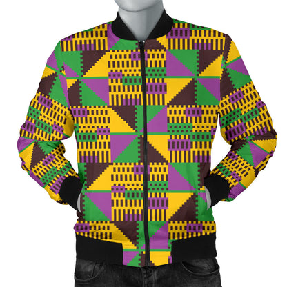 Kente Triangle Design African Print Men Bomber Jacket