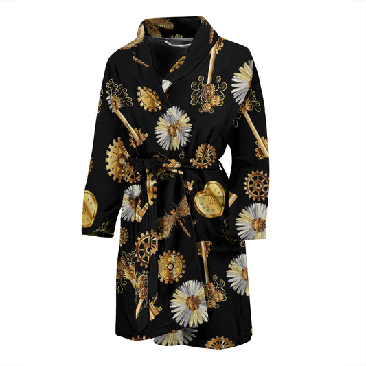 Steampunk Key Dragonfly Print Design LKS303 Men Bathrobe