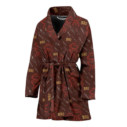 Barbecue Pattern Print Design 01 Women Bathrobe