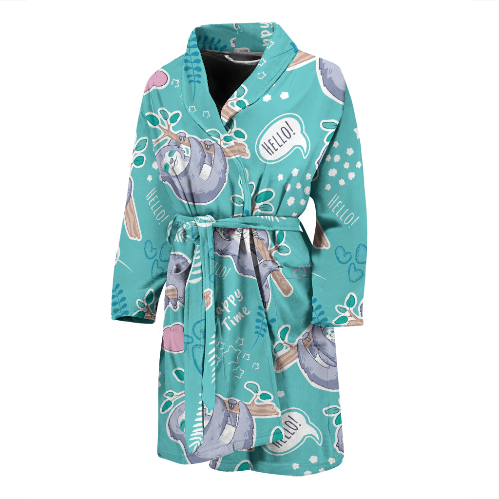 Sloth Print Design LKS309 Men Bathrobe