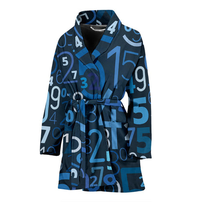 Number Pattern Print Design A02 Women Bathrobe