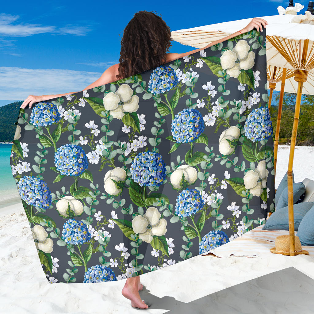 Hydrangea Pattern Print Design 02 Sarong Pareo Wrap