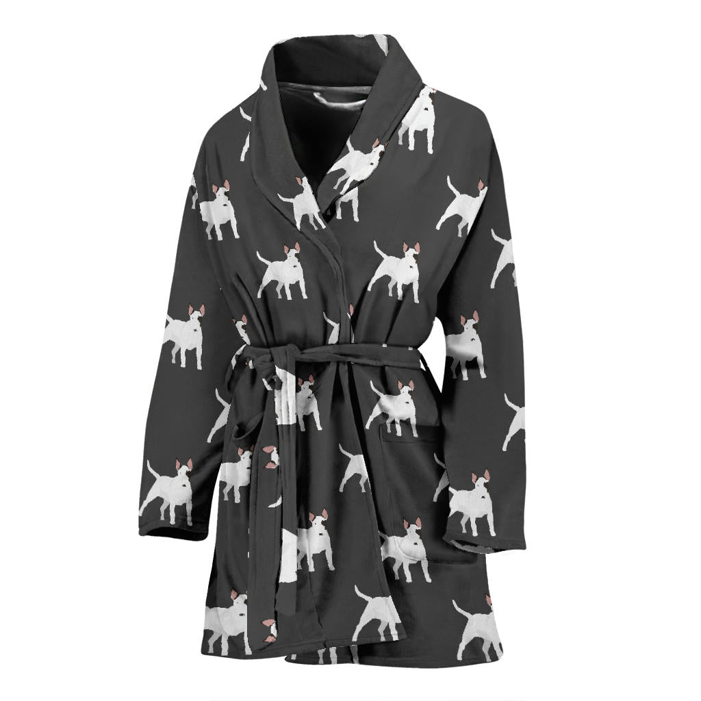Bull Terriers Pattern Print Design 02 Women Bathrobe