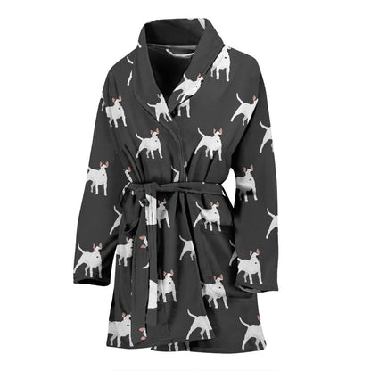 Bull Terriers Pattern Print Design 02 Women Bathrobe