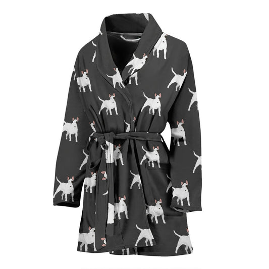 Bull Terriers Pattern Print Design 02 Women Bathrobe
