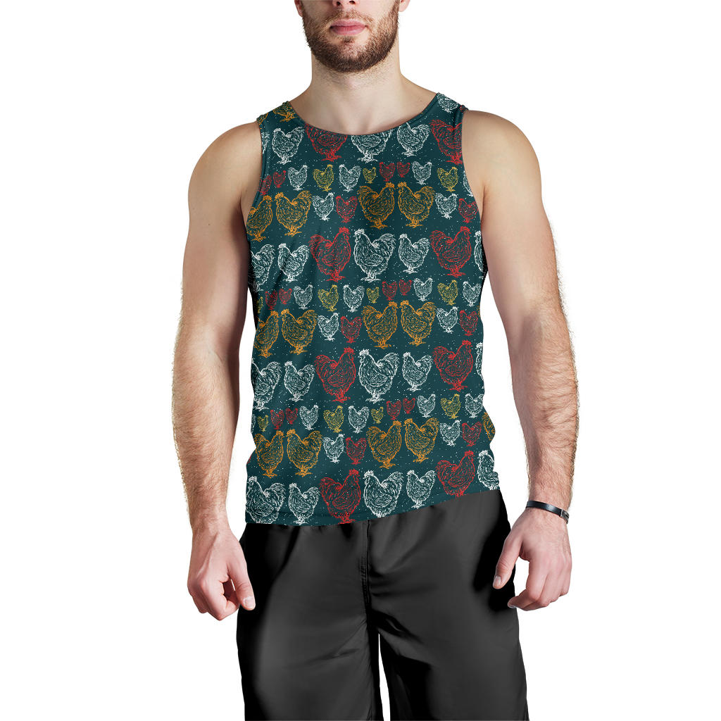 Rooster Hand Draw Design Men Tank Top