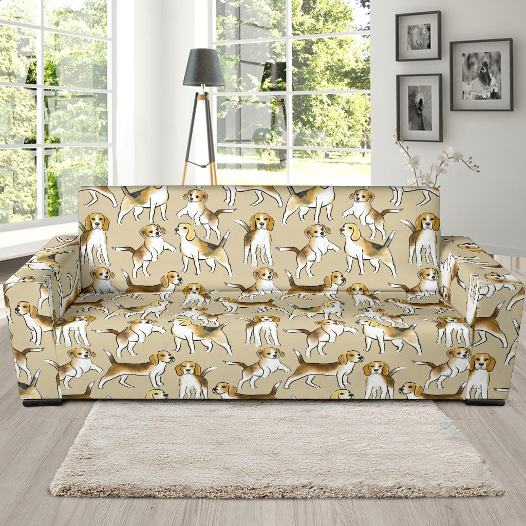 Beagle Pattern Print Design 04 Sofa Slipcover