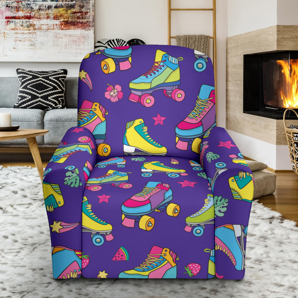 Roller skate Colorful Pattern Print Design A05 Recliner Slipcover with Pocket