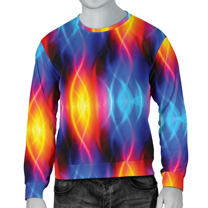 Flame Fire Blue Design Print Men Long Sleeve Sweatshirt
