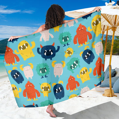 Monster Cartoon Pattern Print Design 03 Sarong Pareo Wrap