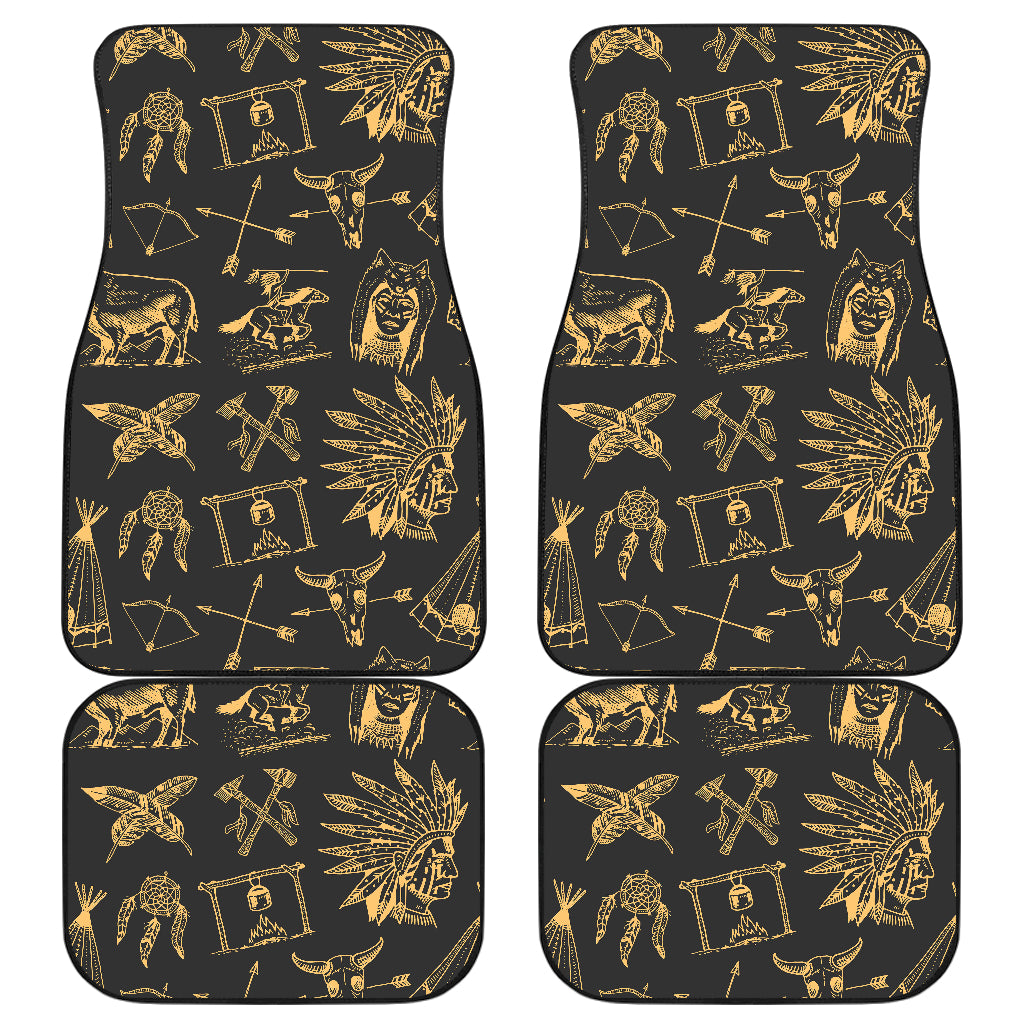 American indian Gold Style Car Floor Mats Front Back