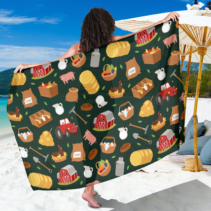 Agricultural Farm Print Design 02 Sarong Pareo Wrap
