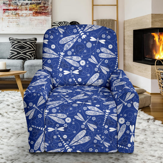 Dragonfly Pattern Print Design 03 Recliner Slipcover with Pocket