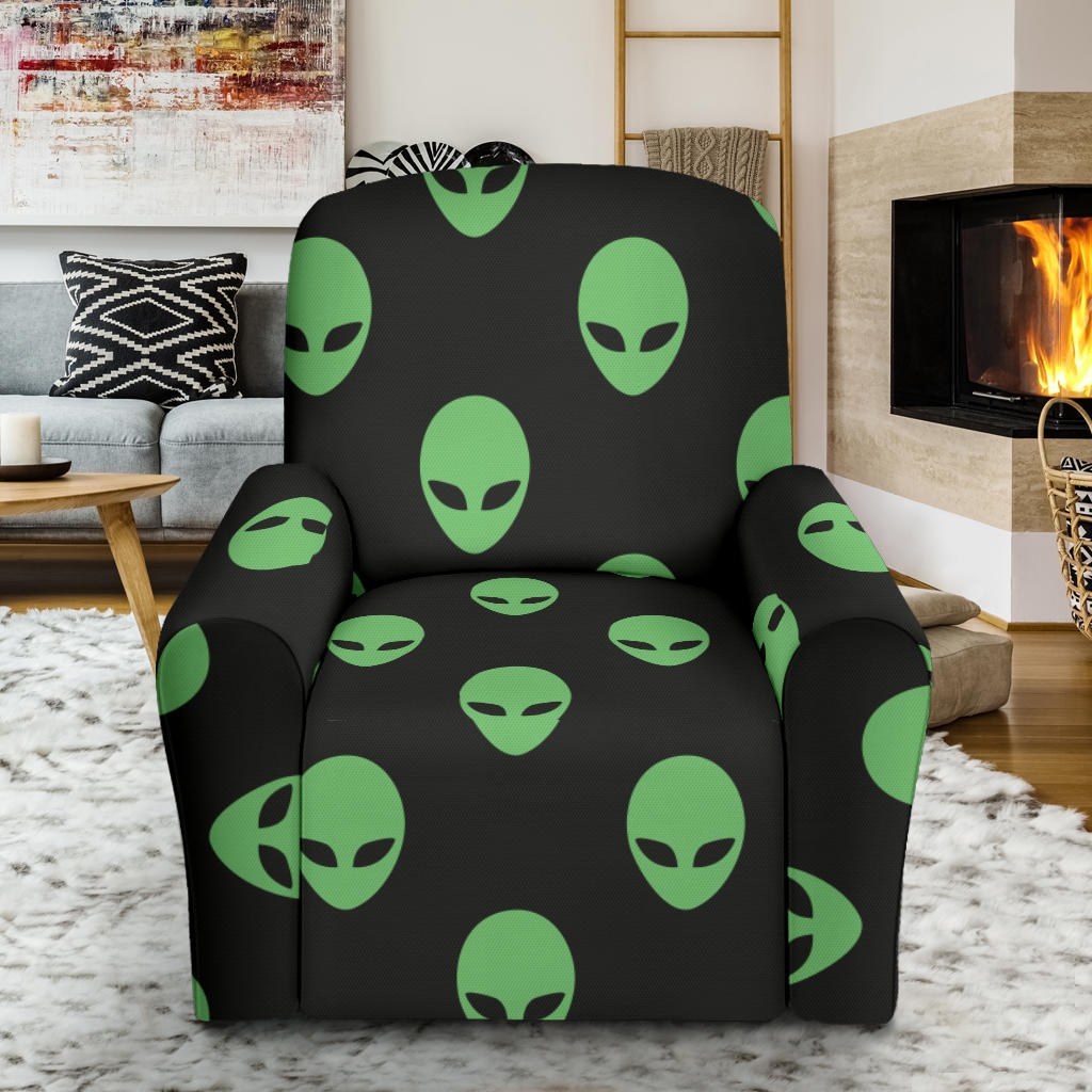 Alien Green Neon Pattern Print Design 01 Recliner Slipcover with Pocket