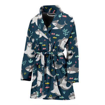 Shark Print Design LKS307 Women Bathrobe