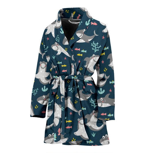 Shark Print Design LKS307 Women Bathrobe