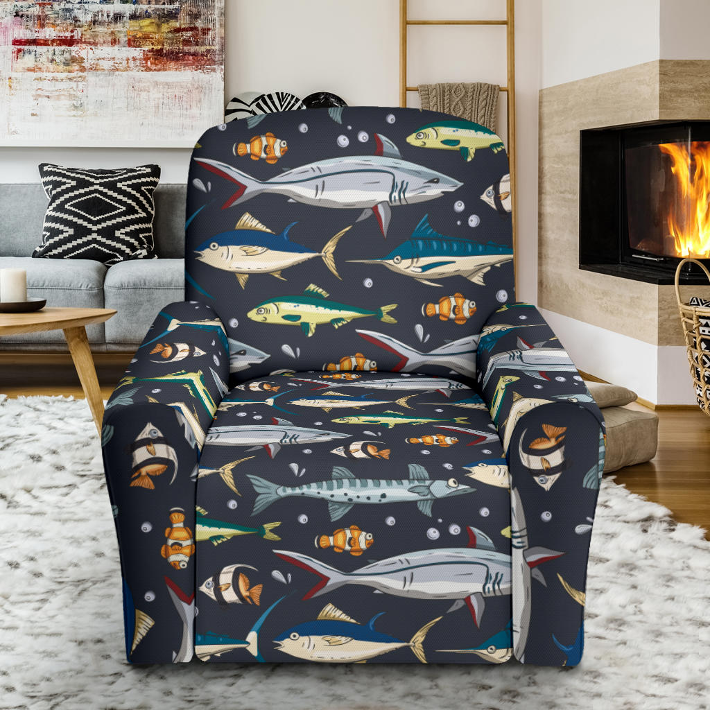 Swordfish Pattern Print Design 04 Recliner Slipcover with Pocket