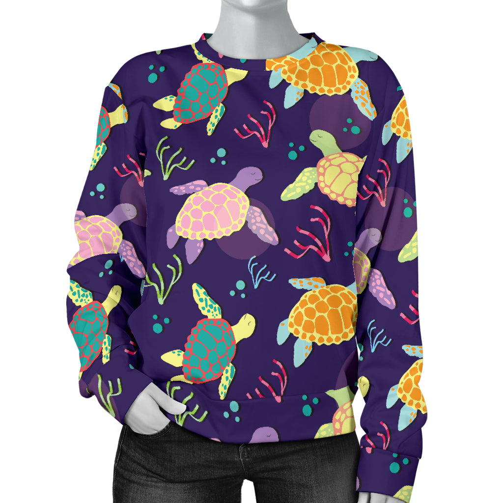 Sea Turtle Color Smile Women Long Sleeve Sweatshirt